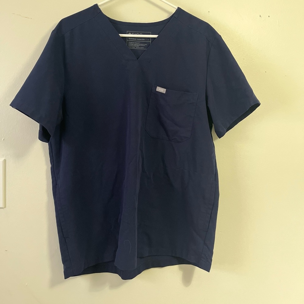 Figs large men/unisex scrub top navy 3 pocket